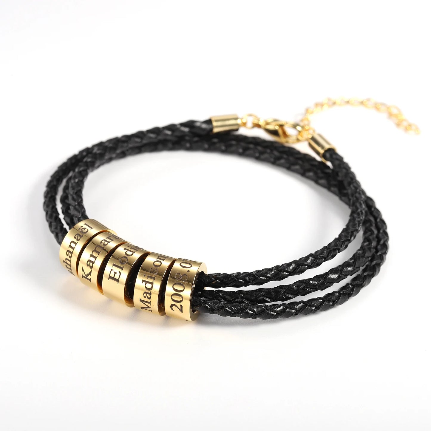 Braided Leather Bracelet with Custom Beads - Symbol of Brotherhood & Family