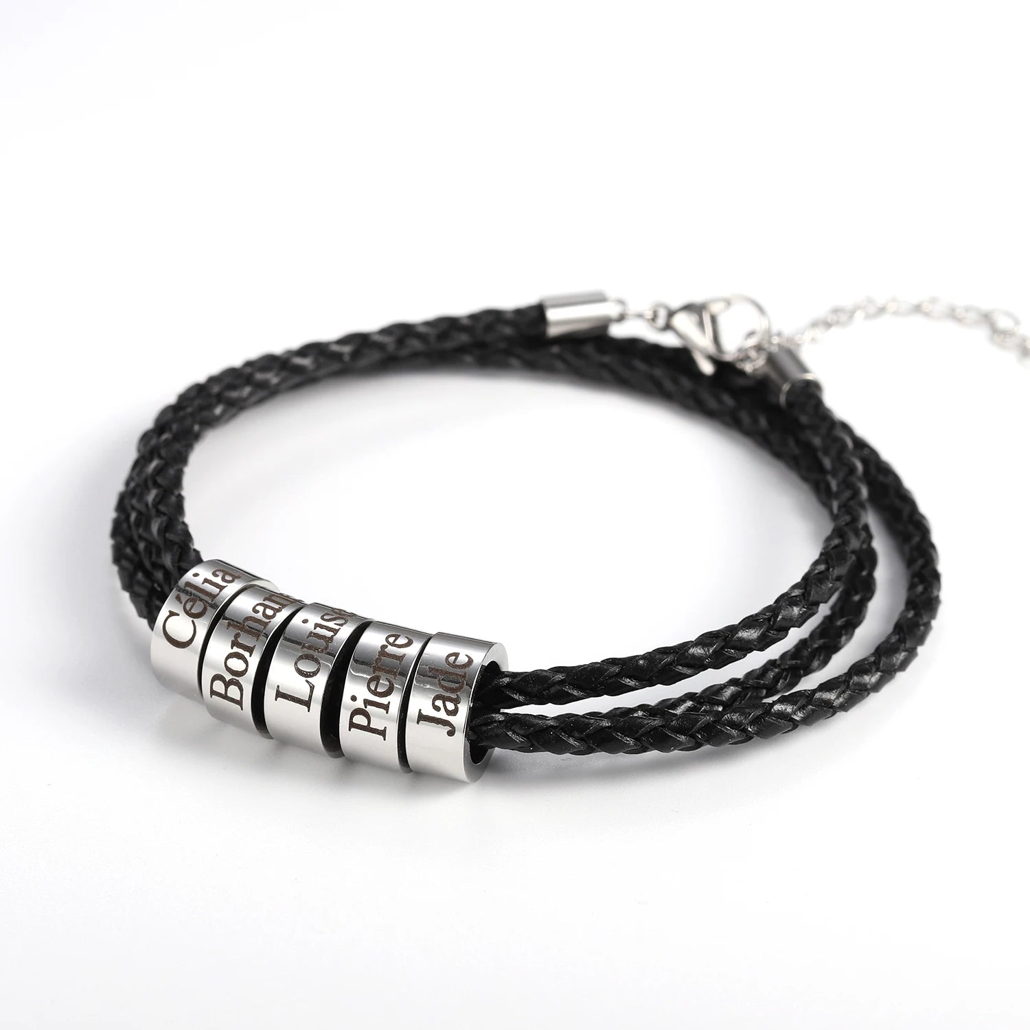 Braided Leather Bracelet with Custom Beads - Symbol of Brotherhood & Family