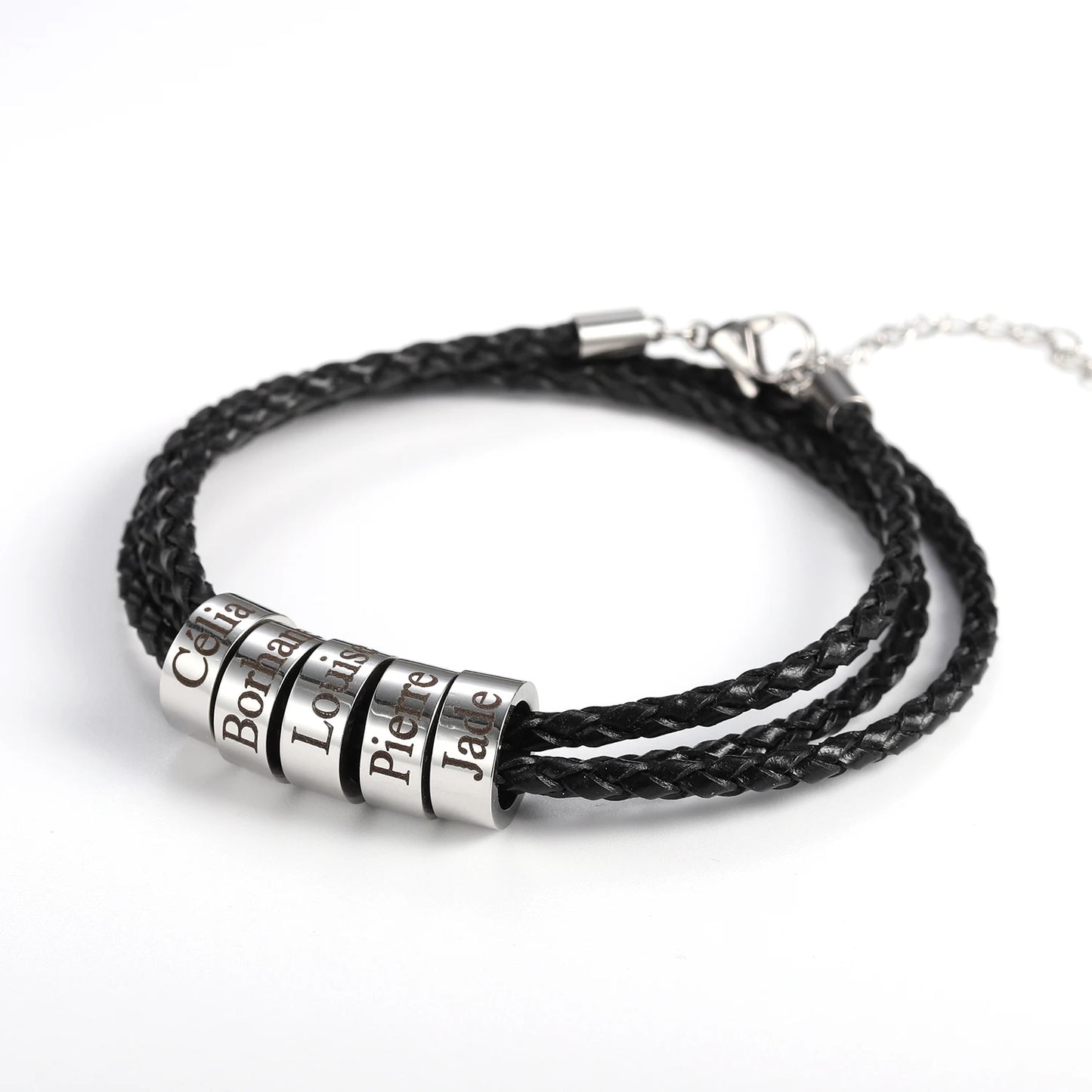 Braided Leather Bracelet with Custom Beads - Symbol of Brotherhood & Family