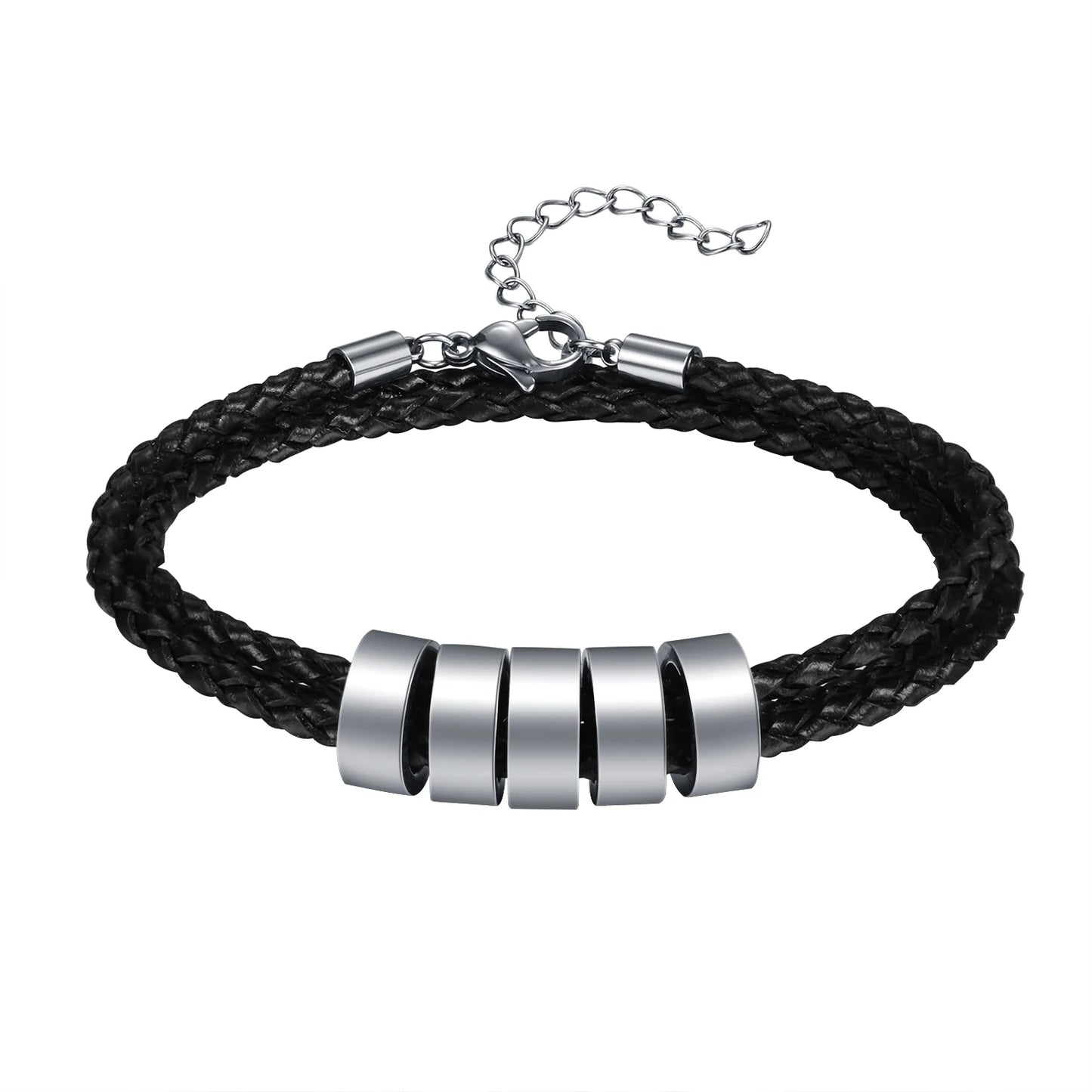 Braided Leather Bracelet with Custom Beads - Symbol of Brotherhood & Family